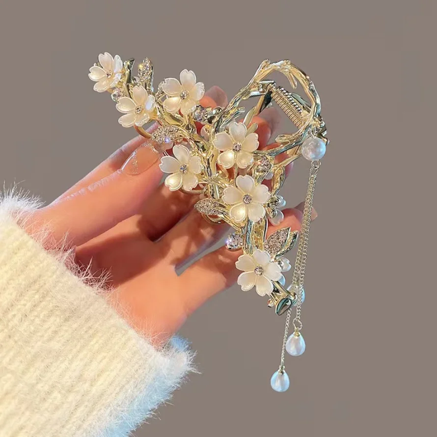 Neue Süße Metall Blume Haar Klaue Clip Pferdeschwanz Greifen Haar Clips Shark Clip Frau Haarnadeln Für Mädchen Haar Zubehör Kopfschmuck – Detail 6