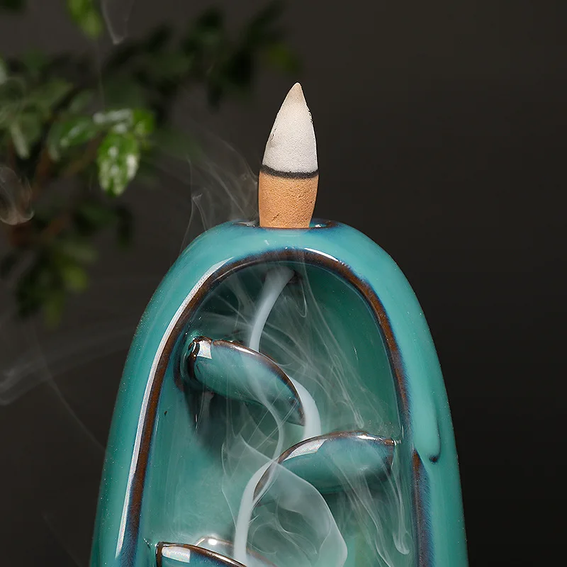 20Incense Mountain River Handicraft Incense Holder Ceramic Backflow Waterfall Smoke Censer Gift Home Decor