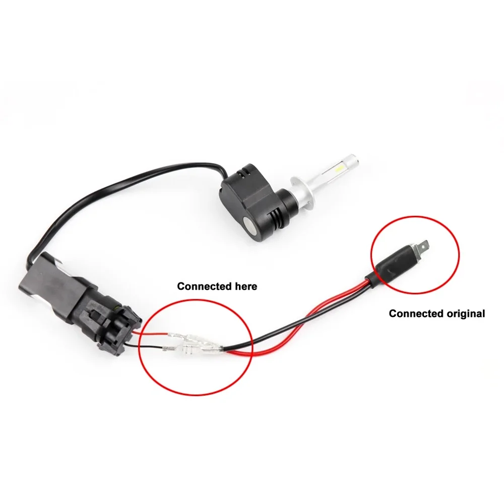 For H1 Socket 1 Pin Convert to 2 Pins Adapter Wire LED Replacement Bulb Single Diode Converter Wiring Headlight Bulb Connector