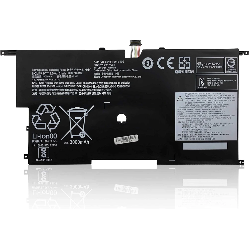 Imagem -04 - Lenovo Thinkpad x1 Carbono Gen Ultrabook Bateria do Portátil 00hw003 00hw002 Sb10f46440 Sb10f46441 45n1701 45n1702 45n1703 2023