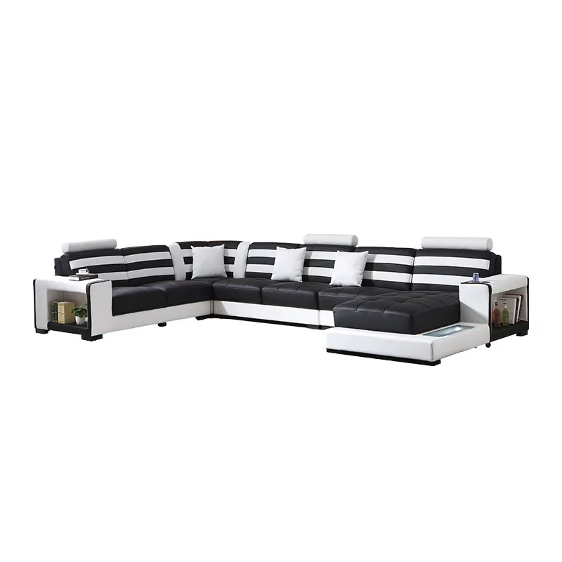 

Creative leather sofa modern minimalist living room corner U-shaped sofa combination