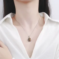 Natural Rhodochrosite Pendants Necklace Silver Tiger Eye Stone Jewelry Chain Party Valentine Day Gifts for Women