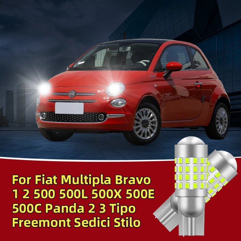 

2PCS Led Bulb For Fiat Multipla Bravo 1 2 500 500L 500X 500E 500C Panda 2 3 Tipo Freemont Sedici Stilo T10 W5W Car Signal Lamp