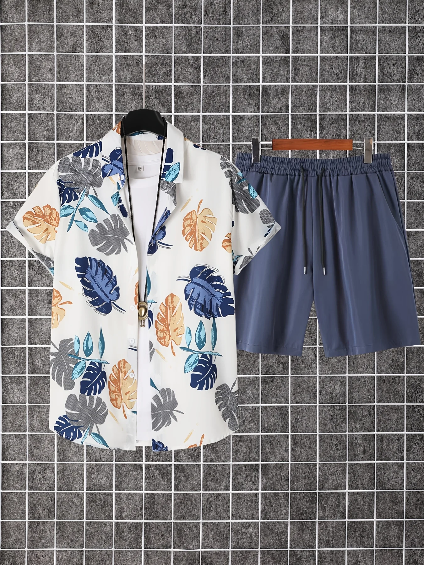 

Summer Men's Short-sleeve Shirt And Beach Shorts Set Everyday City Street Men's Casual Button-up Shirt Outdoor Sport Mens Shorts