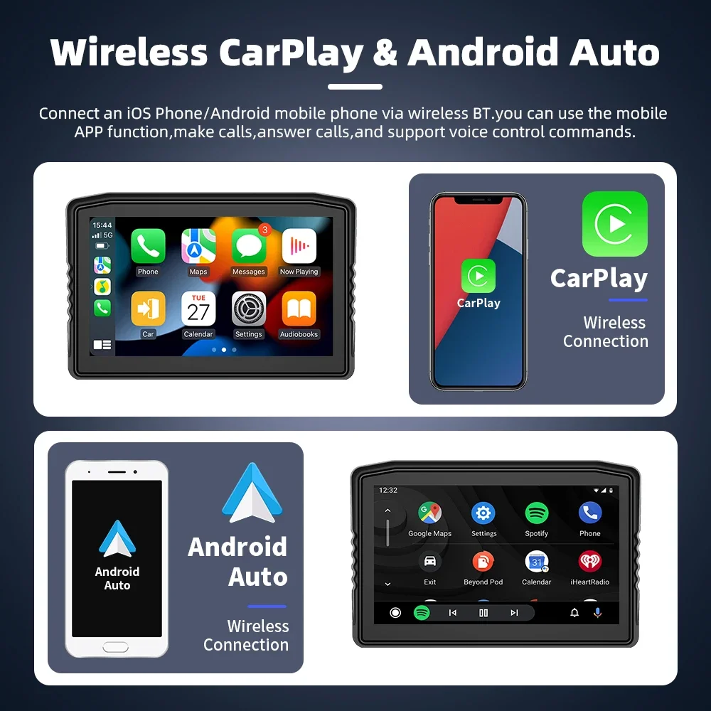 New EKIY Carplay Motorcycle 6.2inch Waterproof Portable Monitor Motorcycle Carplay Wireless Android Auto Navigation Moto Carplay