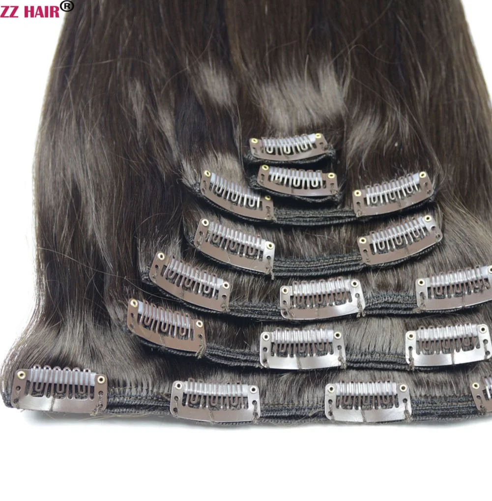ZZHAIR Clips In 100% Human Hair Extensions 16"-24" Machine Made Remy Hair 7Pcs Set 100g-140g  Full Head Straight Natural