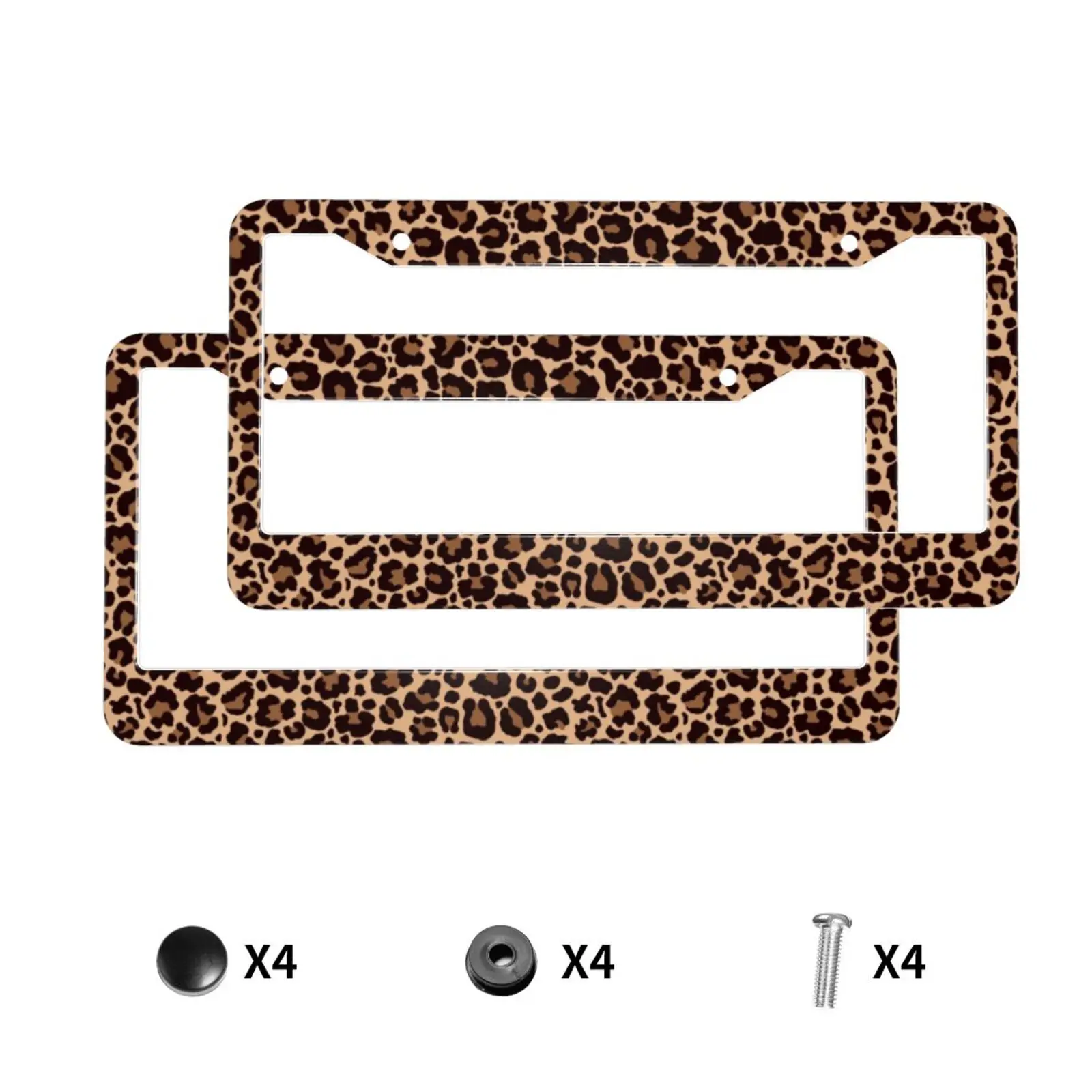 

Коричневый леопардовый принт из алюминиевого сплава, чехол для номерного знака американского автомобиля, автомобильные аксессуары, водонепроницаемый номерной знак, украшение автомобиля