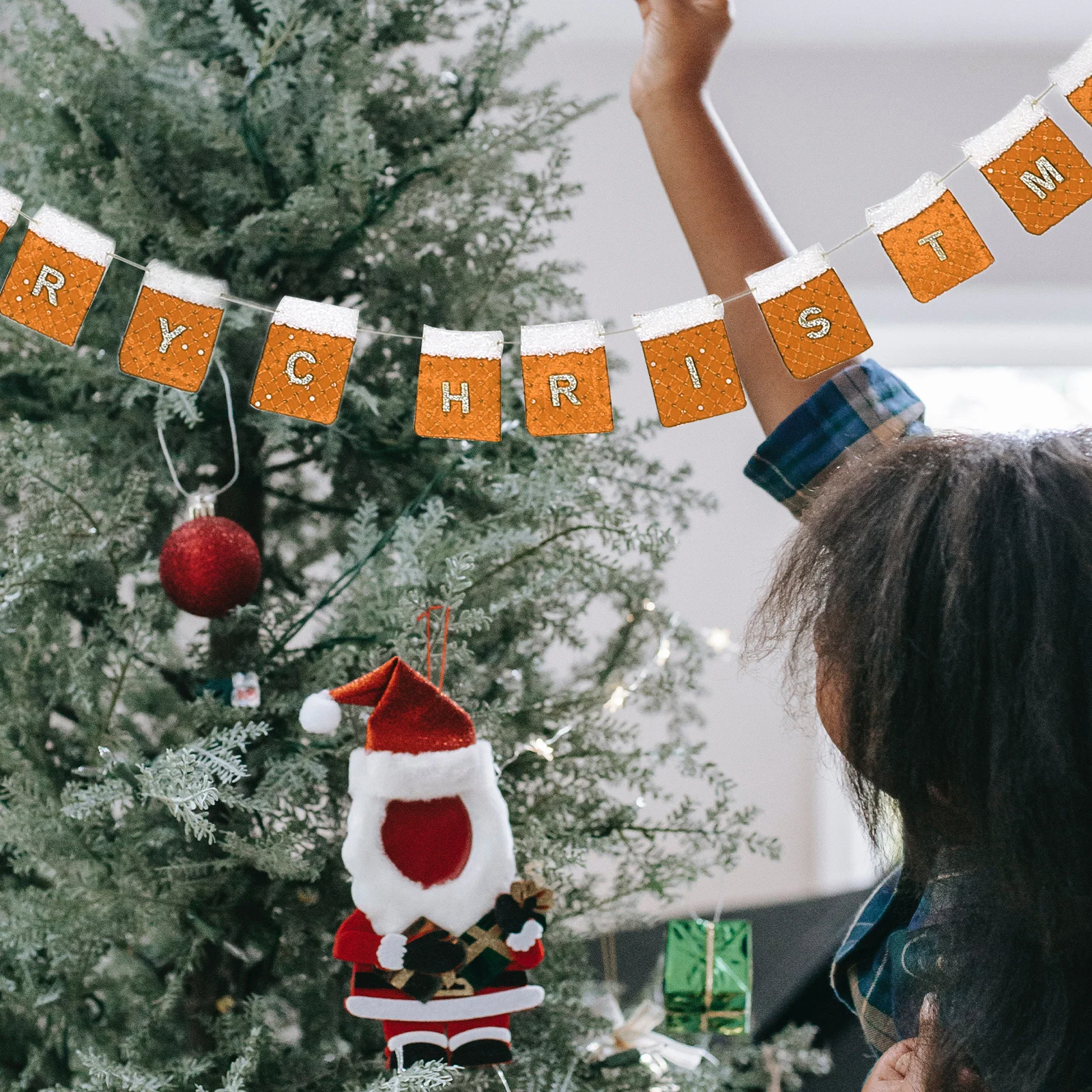 

Felt Background Wall Decor Christmas Banner Holiday Hanging Decoration For Home Office Party Christmas Bunting Garland Festive