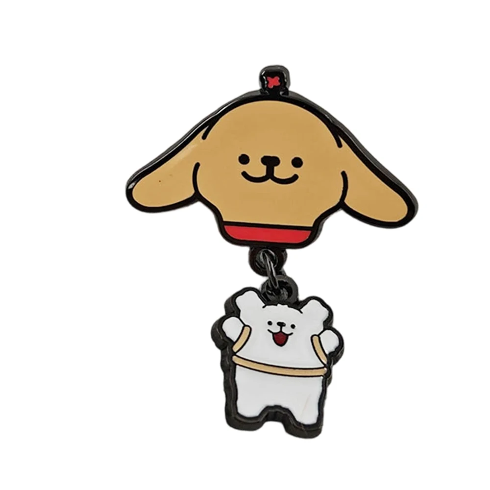 Malteser-Emaille-Pins mit Kette, Niedliche Welpen-Broschen, Kawaii Golden Retriever Metall-Abzeichen, Rucksack-Anstecknadel, Geschenk für Fans – Detail 5