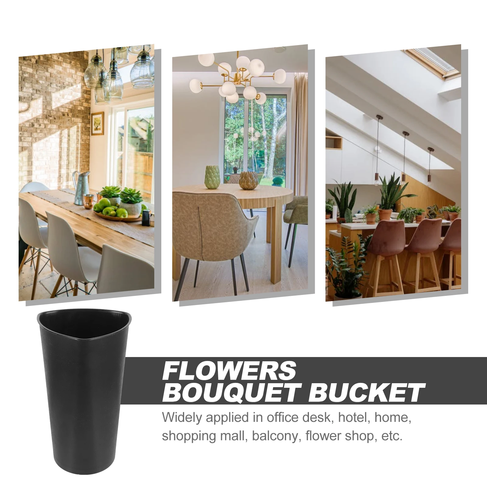 

Black Triangle Bucket Bucket Small Size Plastic Home Balcony Plant Container Office Decor Modern Style Plant Container