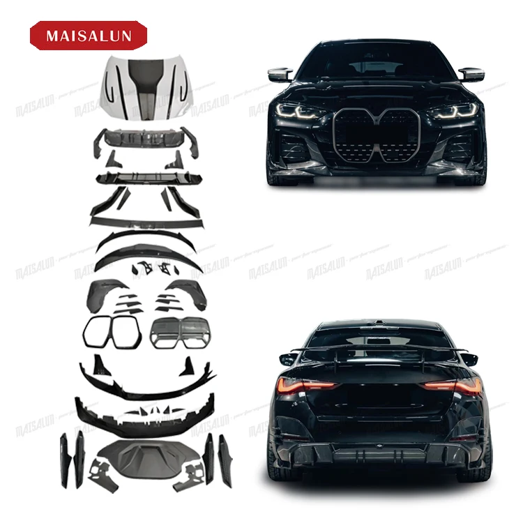 I4 MIW Style Carbon Fiber Body Kit Upgrade Front Lip Hood Rear Diffuser Exterior Accessories