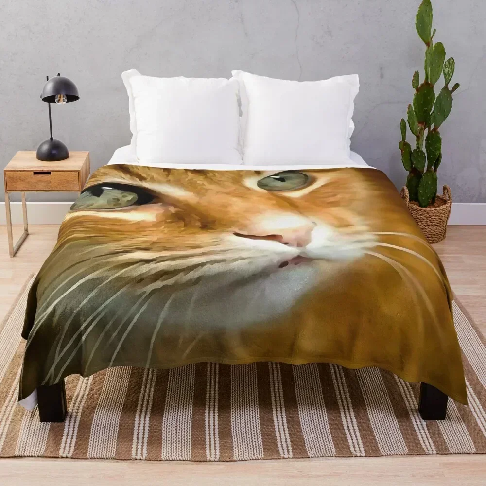 Adorable Ginger Tabby Cat Posing Artistic Pet Portrait Throw Blanket