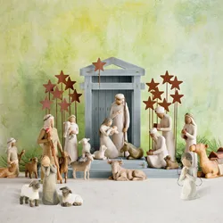 2024 Nativity Character Statue Hand Drawn Decoration Christmas Present decoración de habitación