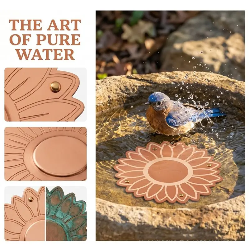 3Pcs Bird Bath Copper Purification Disk Water Cleaning Discs All-Season Universal