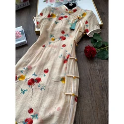 2023 Summer Spring Retro Style Long Dress Youthful Temperament High-end Qipao Elegant Dress Elegant Improved Cheongsam Dresses