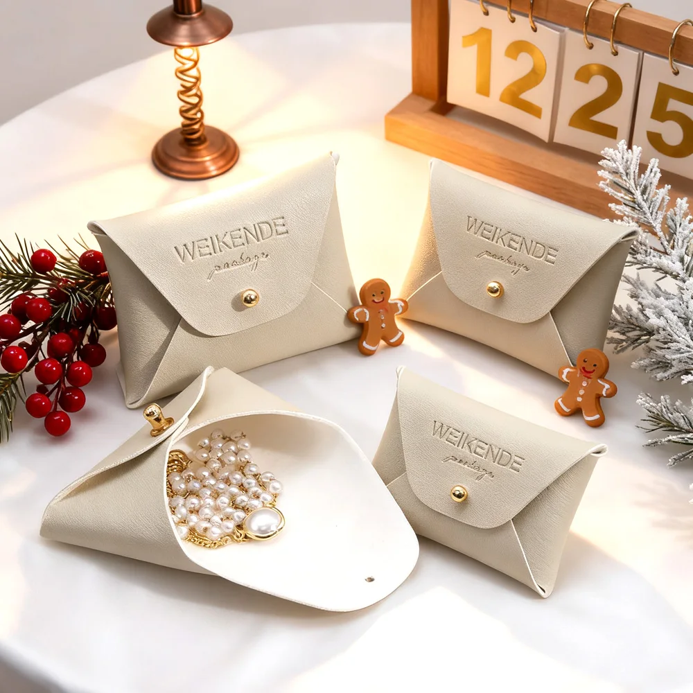 

50 шт., кожаная упаковочная коробка для ювелирных изделий, ожерелье, кольцо, соска с заклепками, сумка, персонализированная изысканная свадебная рождественская подарочная сумка