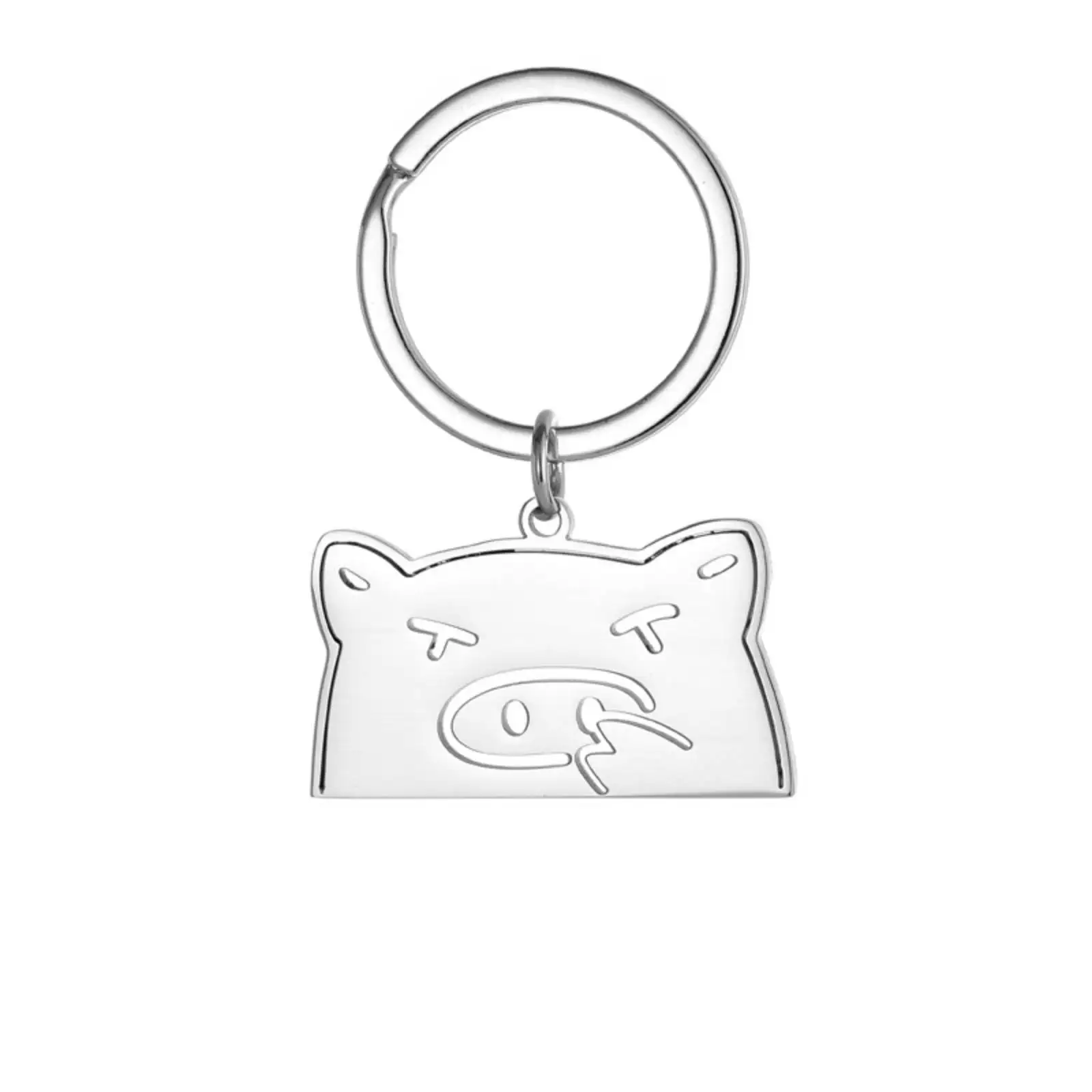 Niedlicher Cartoon-Schlüsselanhänger mit kleinem Schwein für Damen und Herren, Liebhaber, Edelstahl, Schmuck, Kindergeburtstagsgeschenke – Detail 1