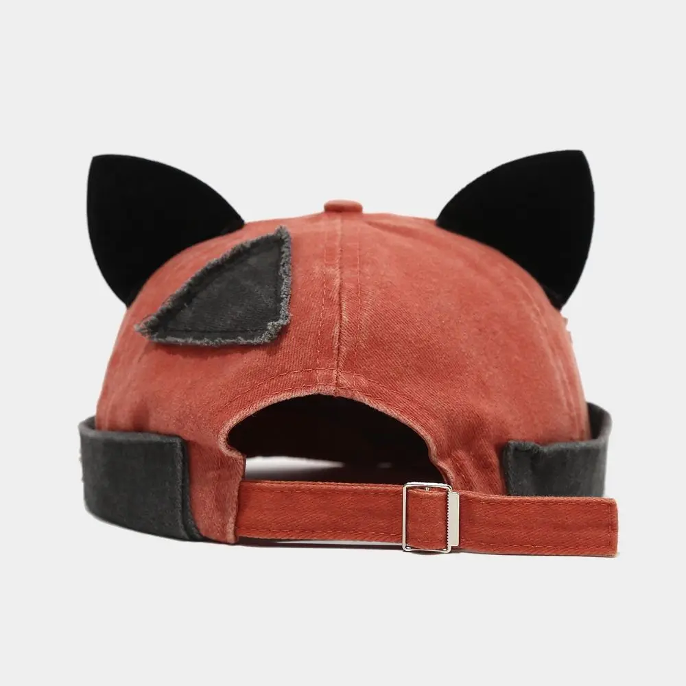New Fashion Cute Cat Ears Brimless Hat Hip Hop Rolled Cuff Melon Docker Cap Adjustable Solid Color Docker Cap Worker Wear