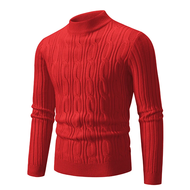 4 Styles!2023 Men\'s Winter Sweater Solid Jacquard O-Neck Knitted Sweaters Warm Slim High Quality Pullover Men 니트 Thick