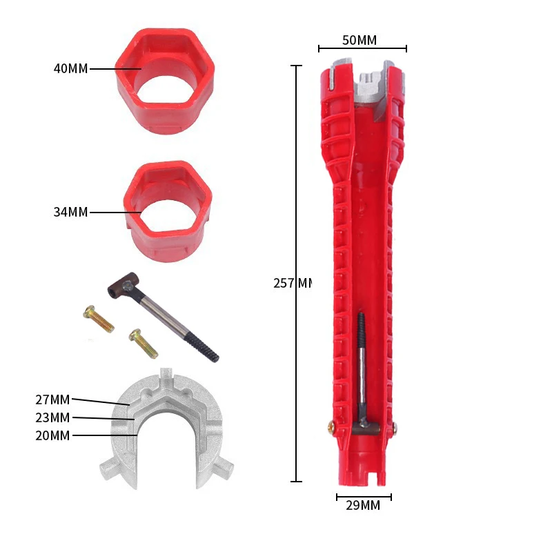 8 In 1 Flume Wrench Anti-slip Kitchen Sink Repair Tool Bathroom Multifuction Faucet Assembly Key Plumbing Installation Wrench