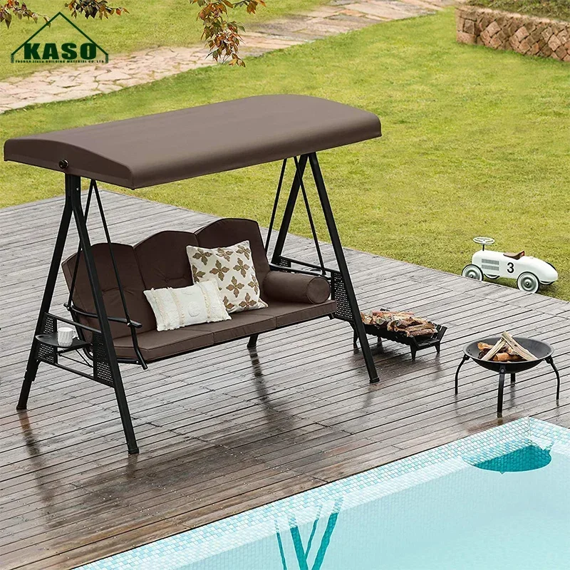 Swings Wooden Chair Outdoor Seat Zero Gravity 3 Seater Cushioned Heavy Patio Swing With Canopy