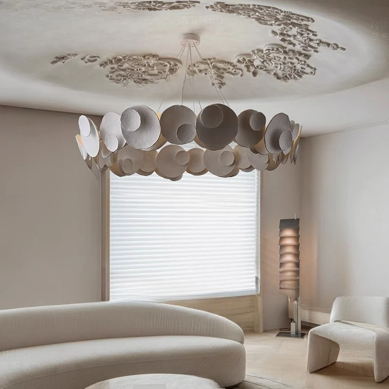 

French chandelier, foreign designer cream wind villa living room dining room plaster lamps