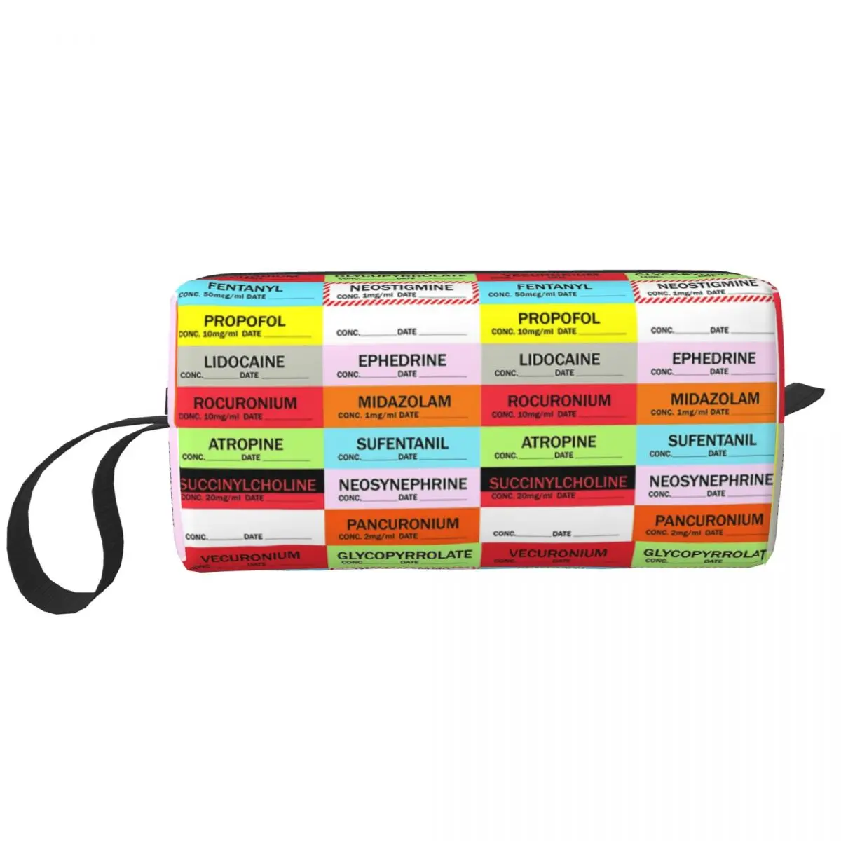 Custom Medical Nurse Anesthesia Medication Labels Travel Cosmetic Bag Makeup Toiletry Organizer Ladies Beauty Storage Dopp Kit