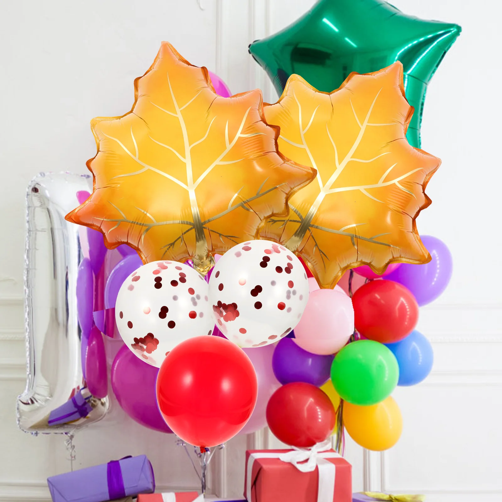 

10Pcs Foil Maple Leaf Balloons Thanksgiving Party Decorative Balloons Fall Theme Balloon Festival Balloon Prop