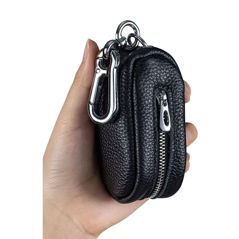 

Egg Style Cowhide Key Organizer Case Genuine Leather Car KeyChain Housekeeper Pouch Small Keys Holder Bag Men Women Coin Purse