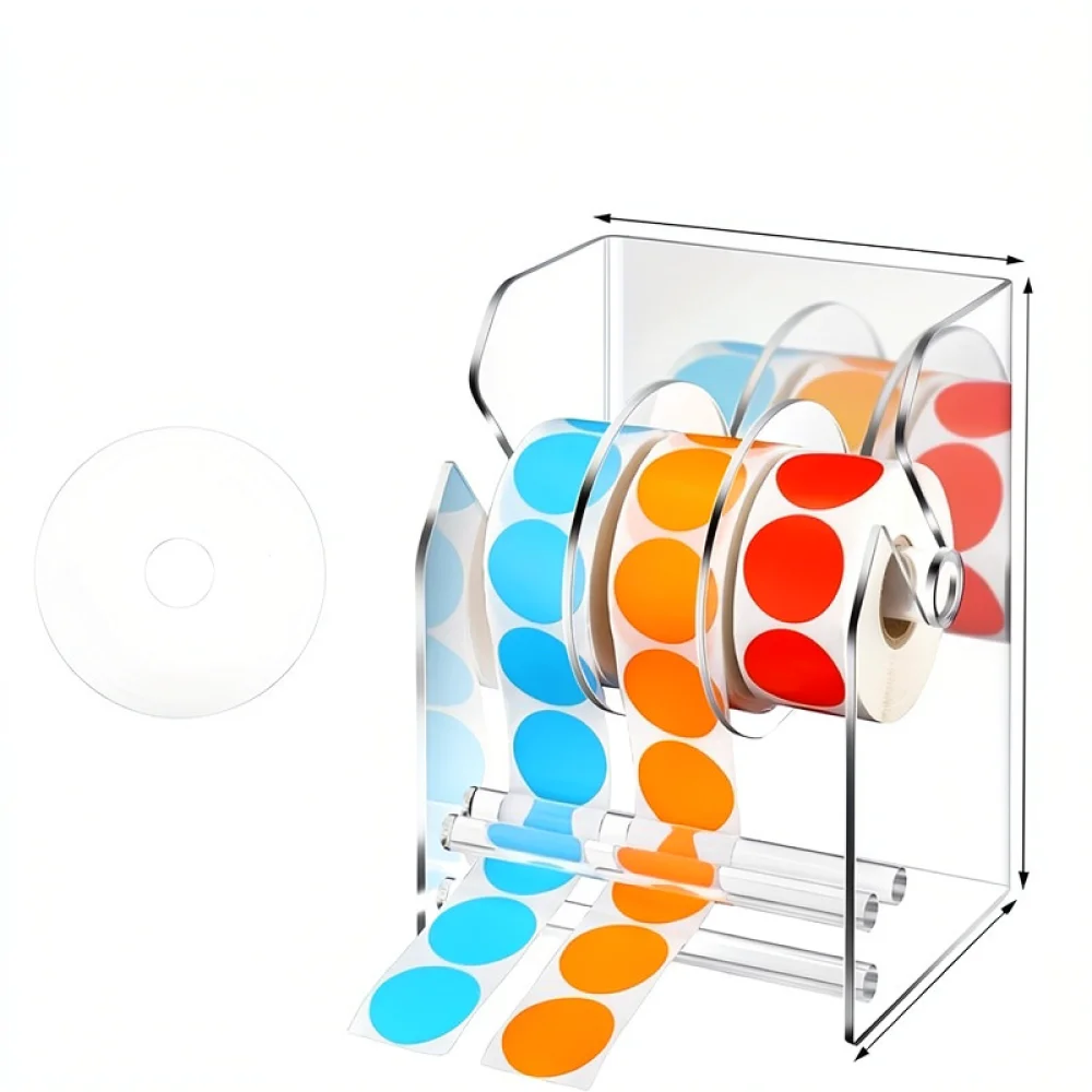 Acrylic Sticker Roll Dispenser Desktop Storage Organizer Stand For Office Stationery Label Holder Rack Classification Case