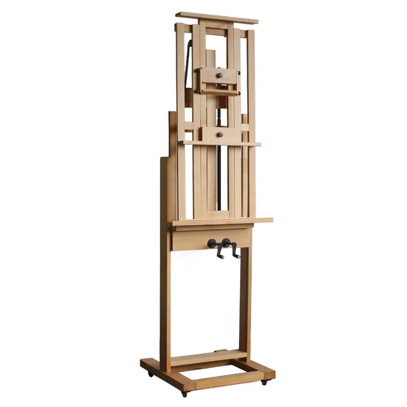 Beech large double rocker easel, lifting oil painting display stand