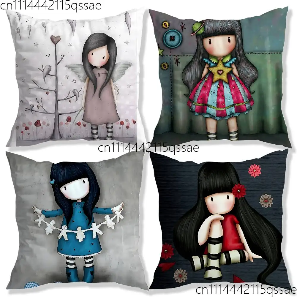 FOR Santoro London Gorjuss Pillow cases Organic Linen Pillow Case Double-Sided Print Cushion Cover for Sofa Home Decor Gift