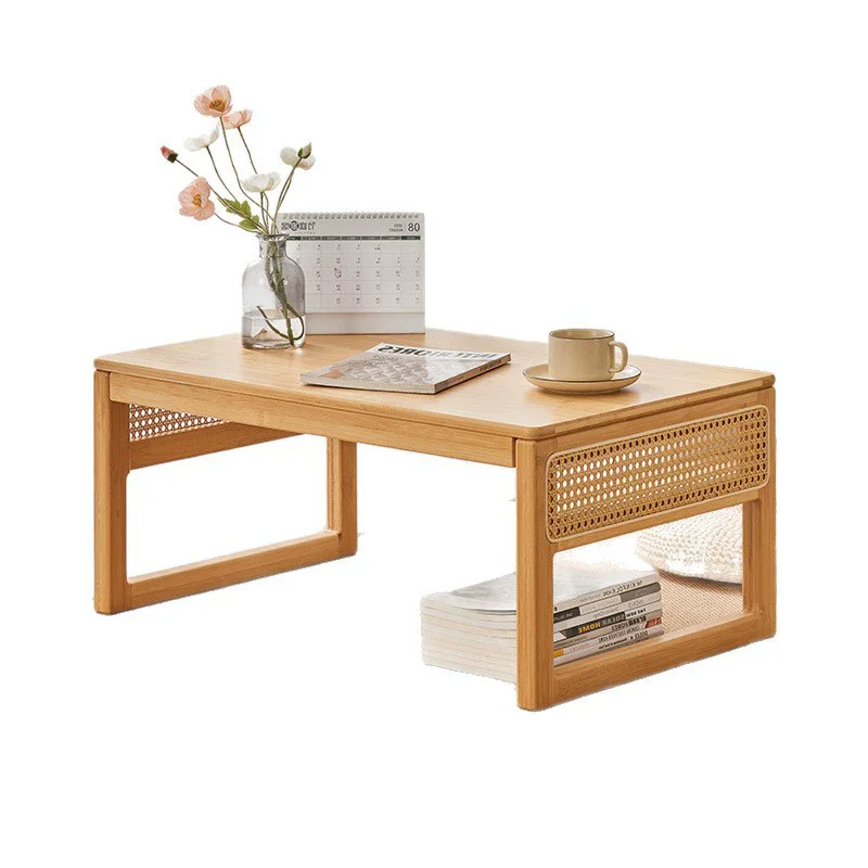 Japanese Style Coffee Tables Bamboo Rattan Tea Drinking Low Table Living Room Bedroom Side Tables Bay Window Laptop Stand
