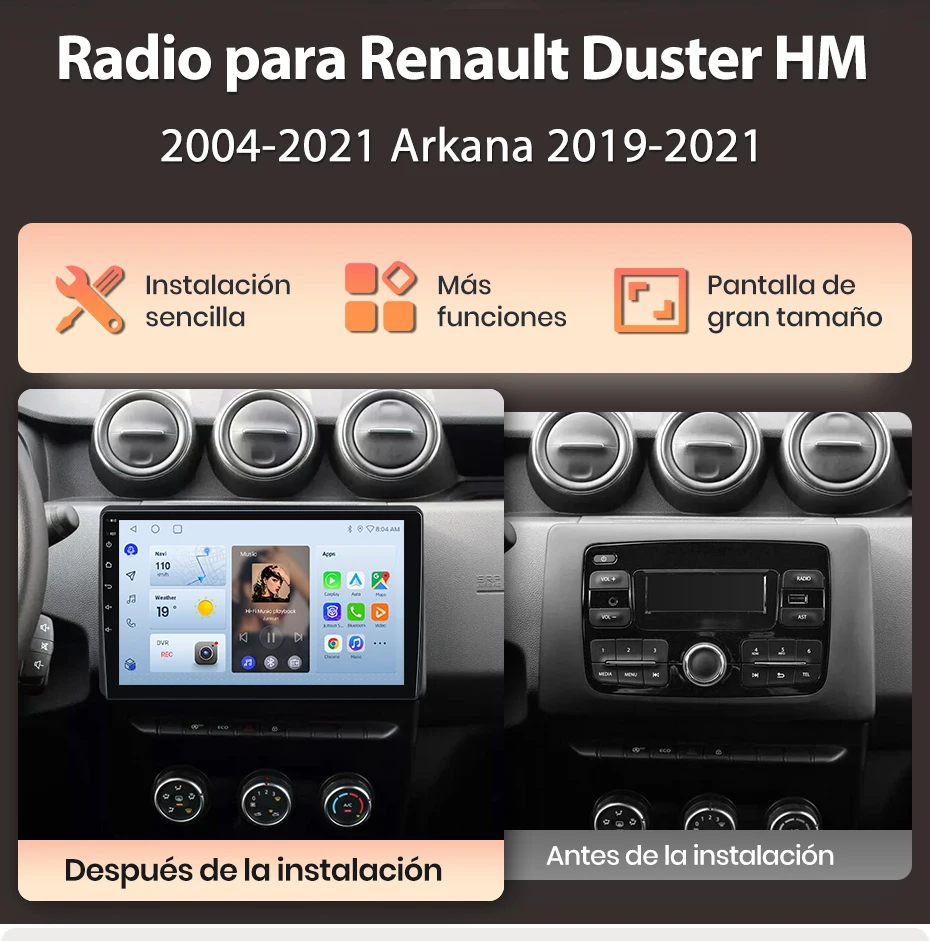Junsun Radio Voz AI für Renault Duster HM 2 2020 2021 Arkana 2019-2021 CarPlay Android Auto Autoradio 2DIN mit BT DAB+ GPS RDS – Detail 6