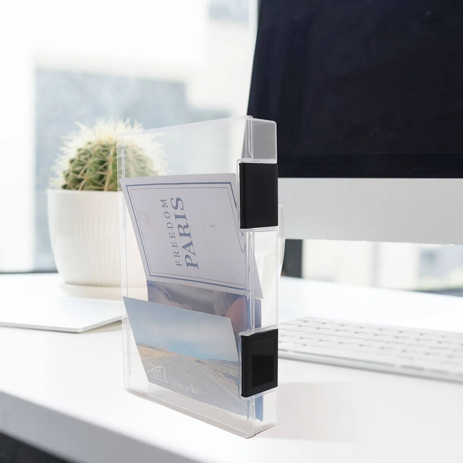 

1 шт. коробка для хранения файлов формата А5, прочный пластиковый органайзер для документов, портативный настольный контейнер для файлов, бумаги, журналов, книг