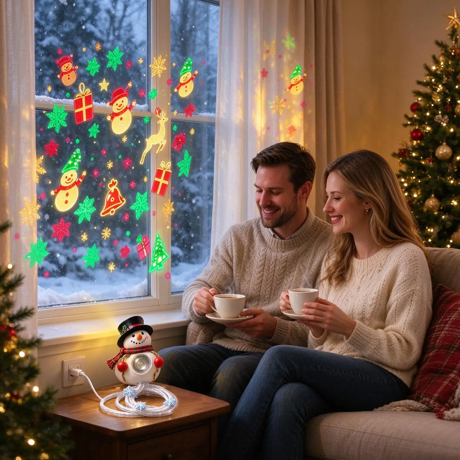Christmas Decor Projector Light USB Holiday Display Projection Lamp Christmas Projector With 6 Seasonal Scenes For Home