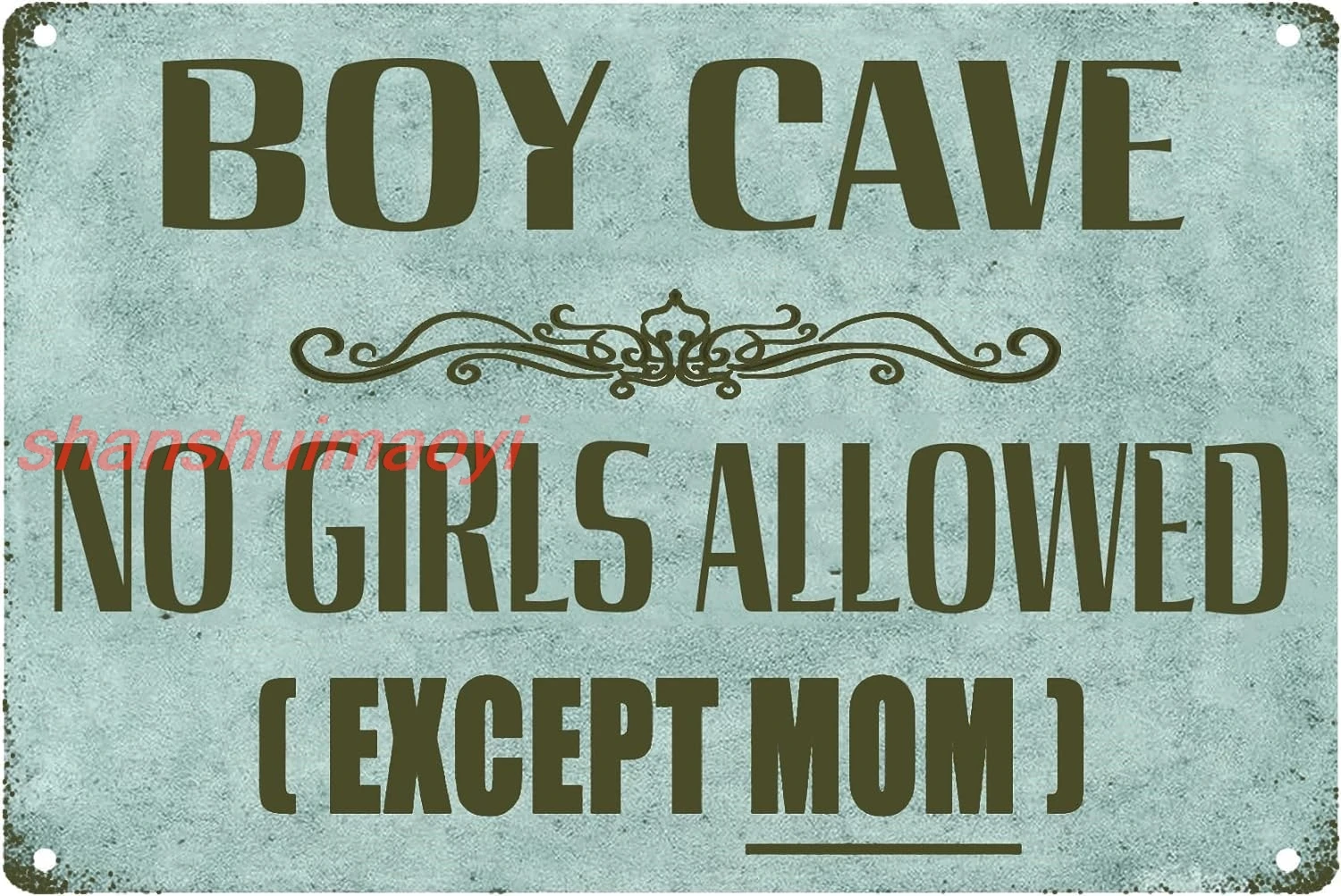 shan ok Decoration Poster Sign Boy Cave No Girls Allowed Except Mom Tin for Home Kitchen Bathroom Farm Garden Garage Insp 1pc