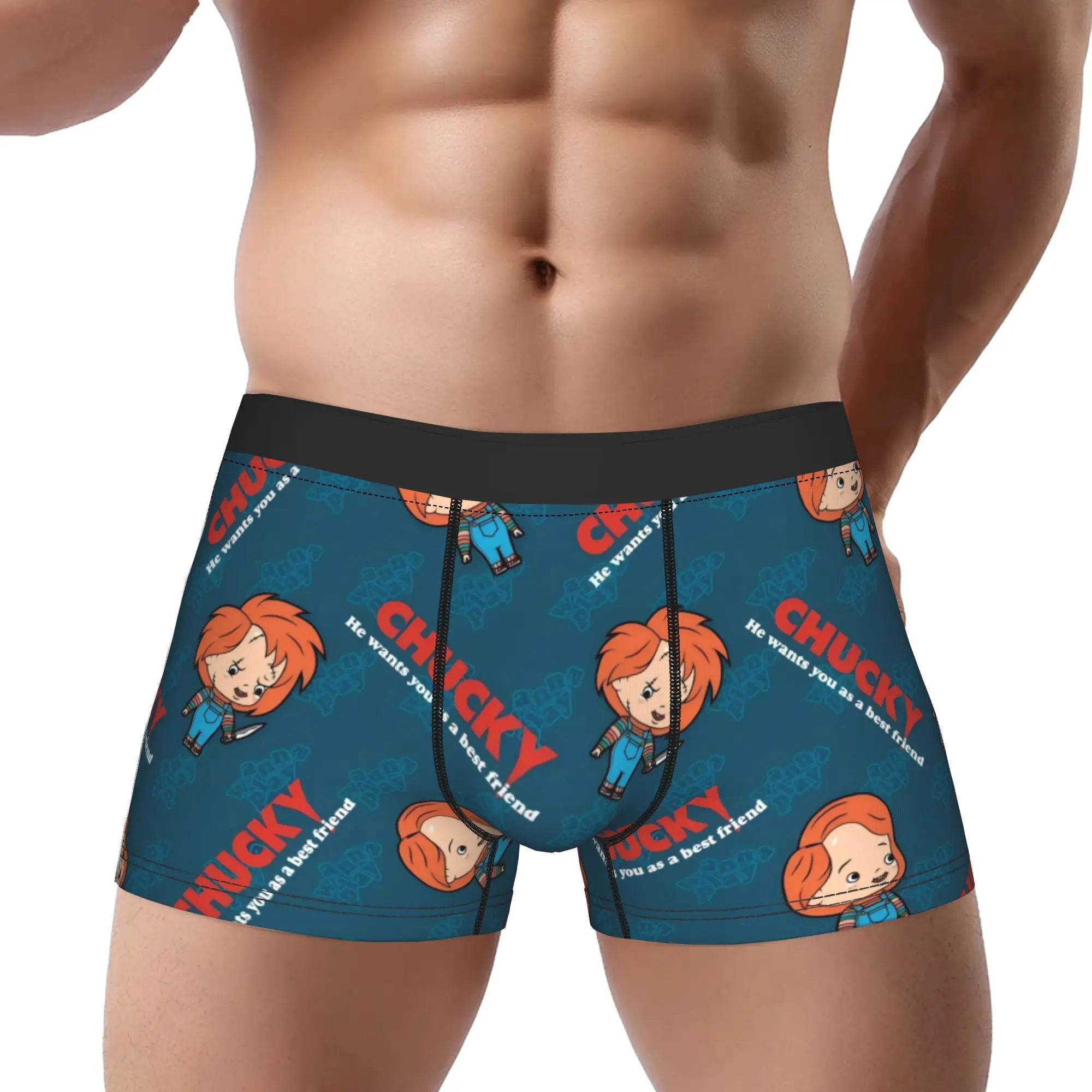 Chucky 4  Underpants Breathbale Panties Men's Underwear Print Shorts Boxer Briefs