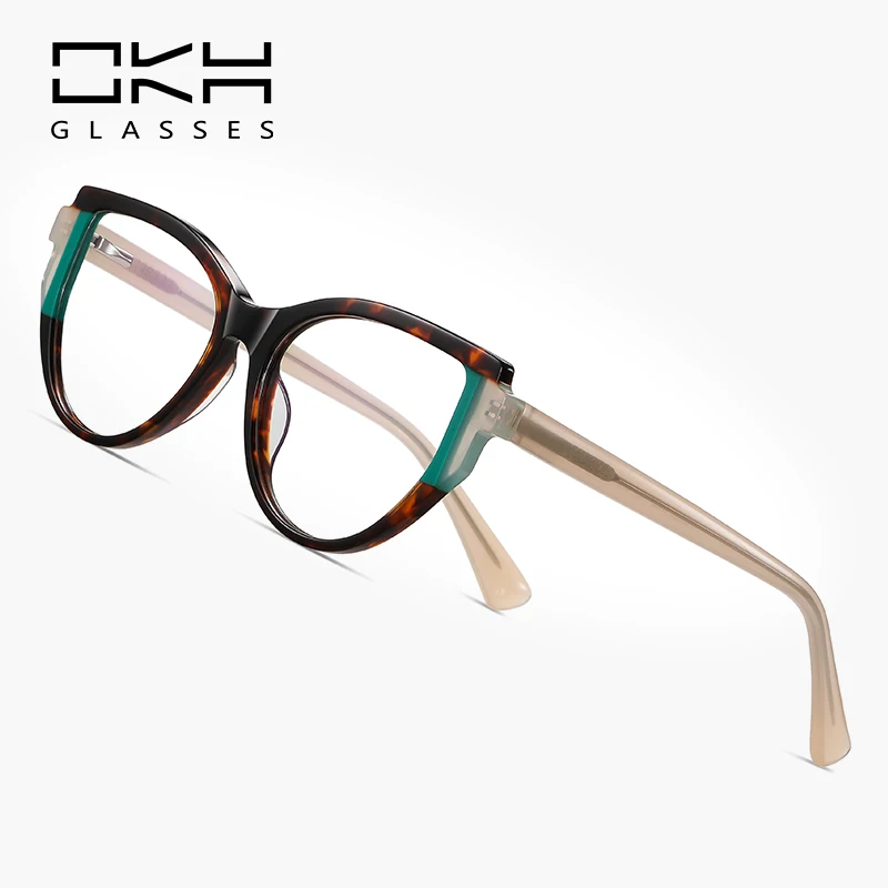 

OKH Women Custom Glasses Acetate Fibre Cat Frame Men Eyewear Prescription Reading Eyeglasses Frame W45