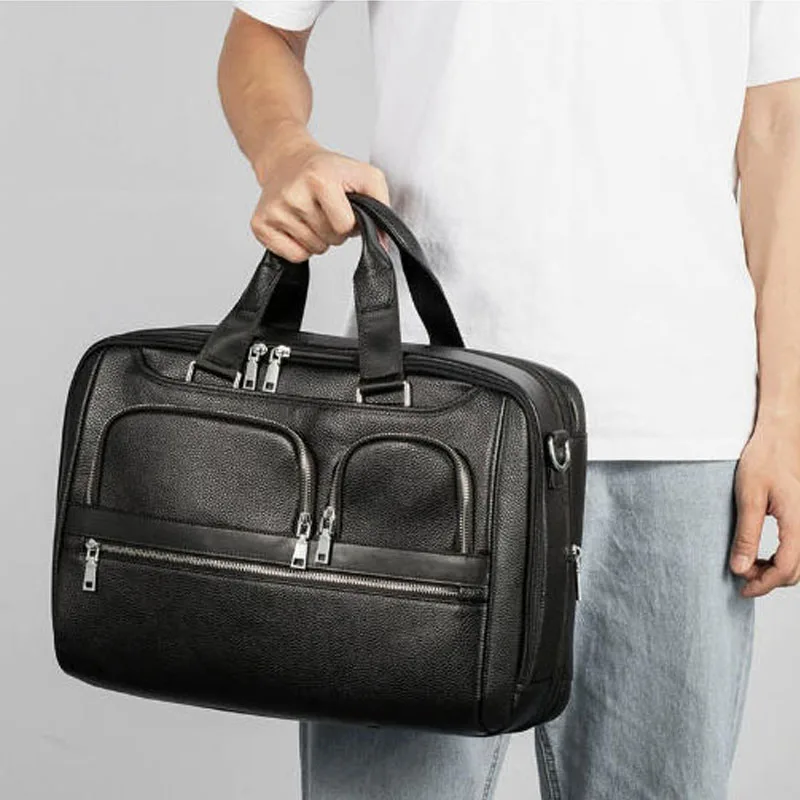 

New Men's Luxury Handbag, Casual Business Large Capacity Men's Bag, Genuine Leather Multi functional Diagonal Cross Shoulder Bag