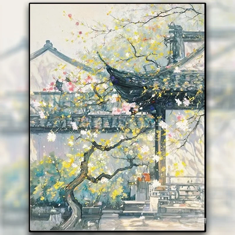 

Простой набор для вышивания крестиком, алмазная мозаика, ручная работа, настенное искусство для гостиной, хлопковая ткань, пейзажный узор, новый китайский стиль