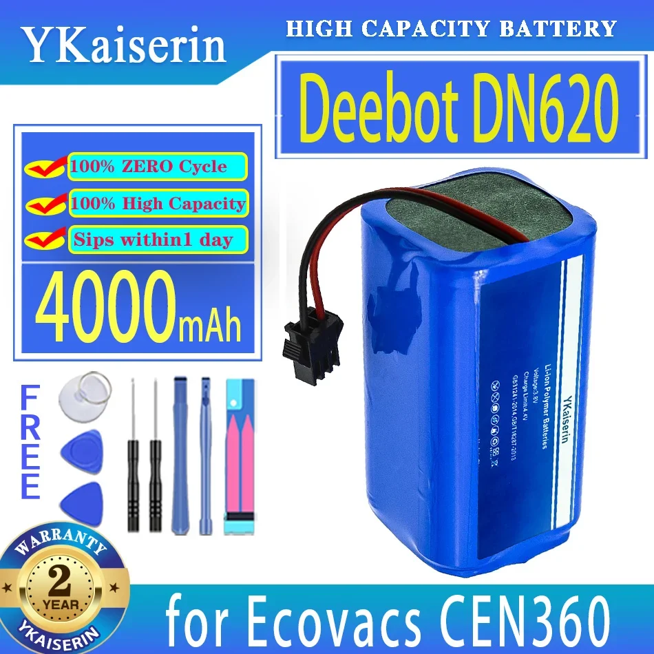 

YKaiserin Battery 4000mAh for Ecovacs Deebot CEN360 CEN361 DH35 DH43 DH45 DN620 DN621 N79S N79 600 601 605 710 Bateria