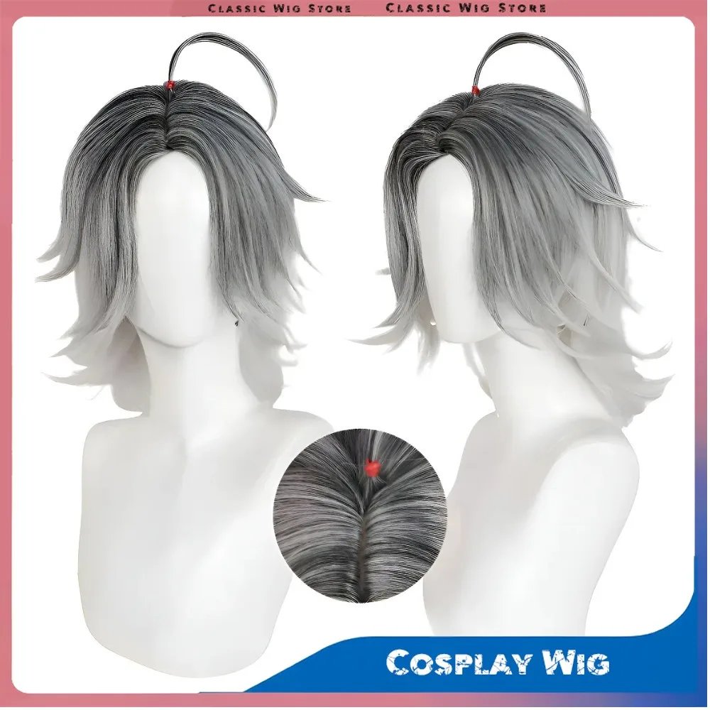 الشخصية الخامسة اضطراب المريض ستار شعر مستعار تأثيري عالم النفس أسود رمادي متدرج شعر قصير مقلوب