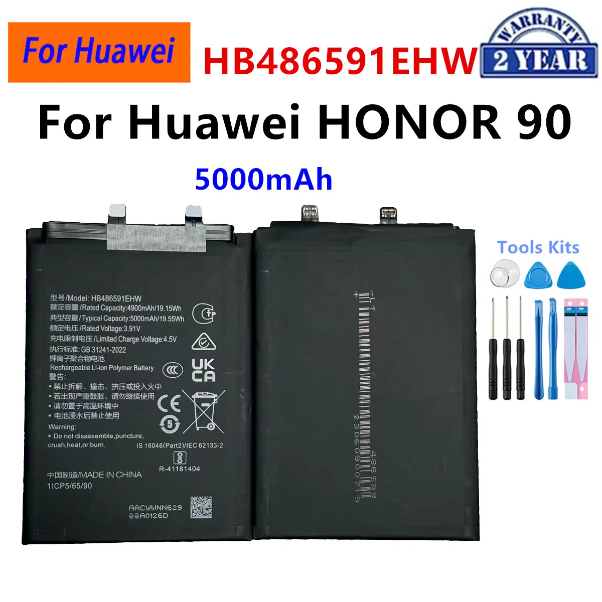 Battery For Huawei Honor X60 Pro/X9C Magic 7 90 Lite /Honor GT 50 Honor 90 X7D X6A X7A X50i X8A X8B Honor 7T 40 60 Play Plus 7T