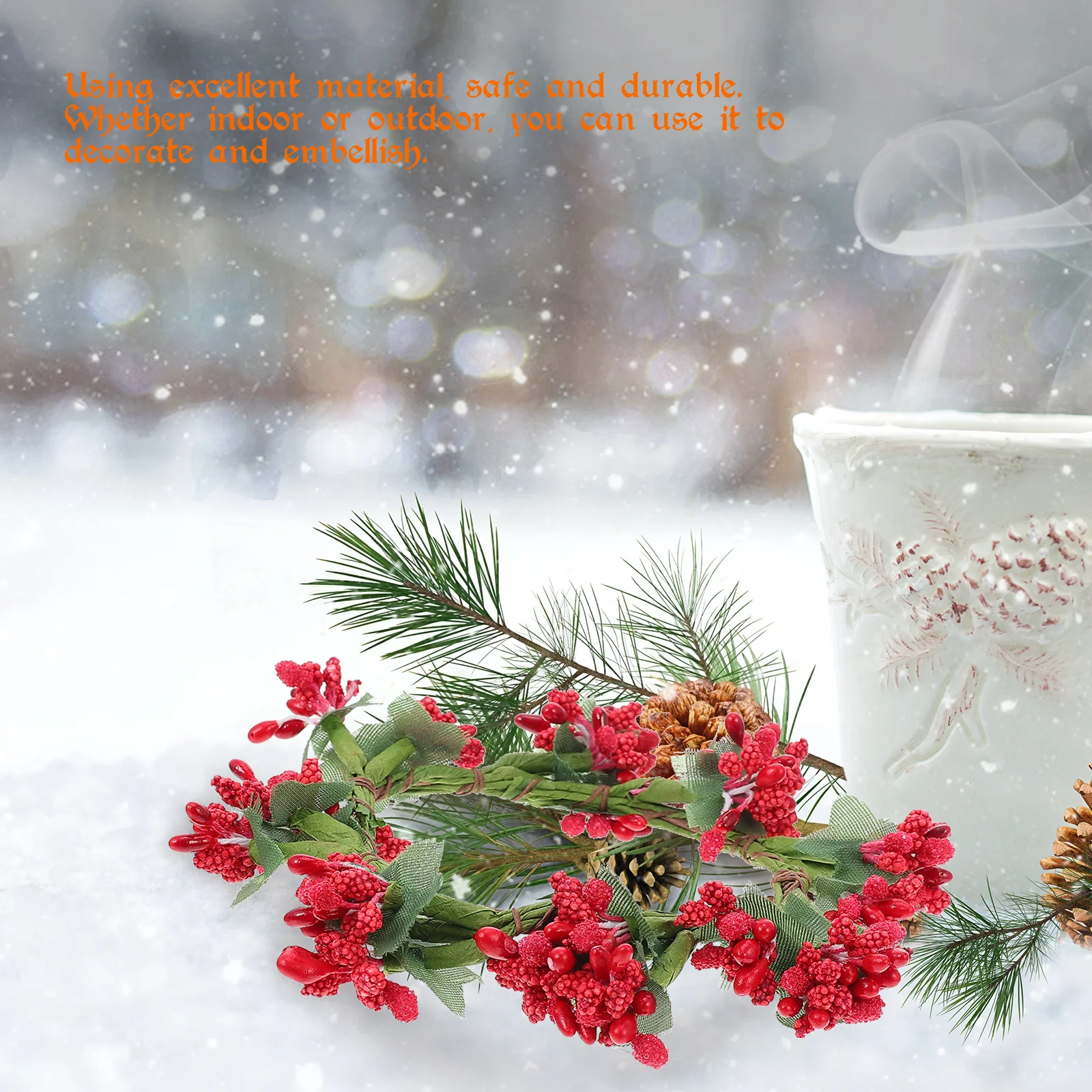 6Pcs Holder Decoration Artificial Berry Garland Wreaths Xmas Wall Pendant Festival Hanging Decor Artificial Wreath