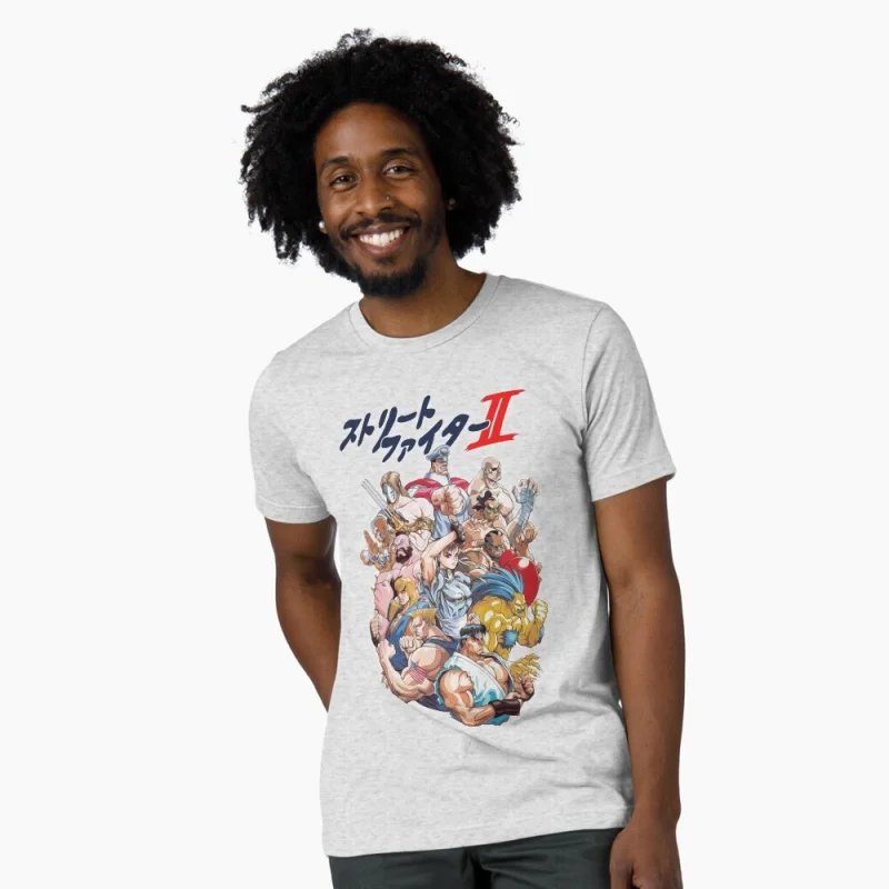 

Select your Street Fighter Retro Combat Gift t shirt Arcade game Graphic Tee 100% cotton printed Y2K Clothes Large size Tops