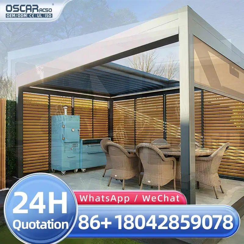 2025 Luxury Modern Aluminum Louvre Roof Powder Coated Bioclimatic Pergola with Remote Control for Garden Patio Backyard pergola