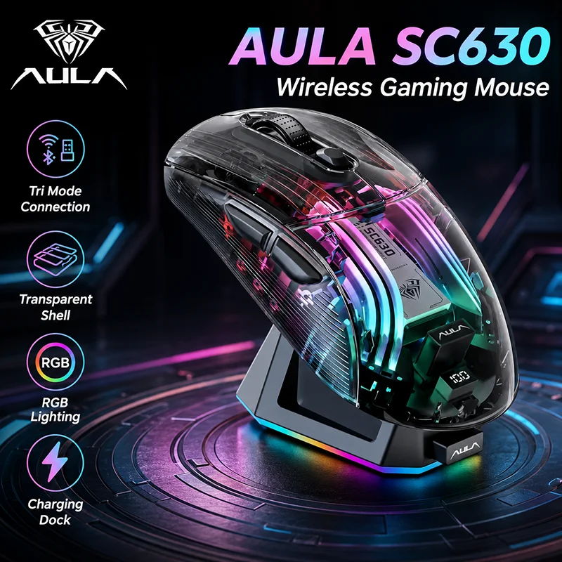 Pc Gaming X3D - AULA SC630 Transparent Wireless Gaming Mouse