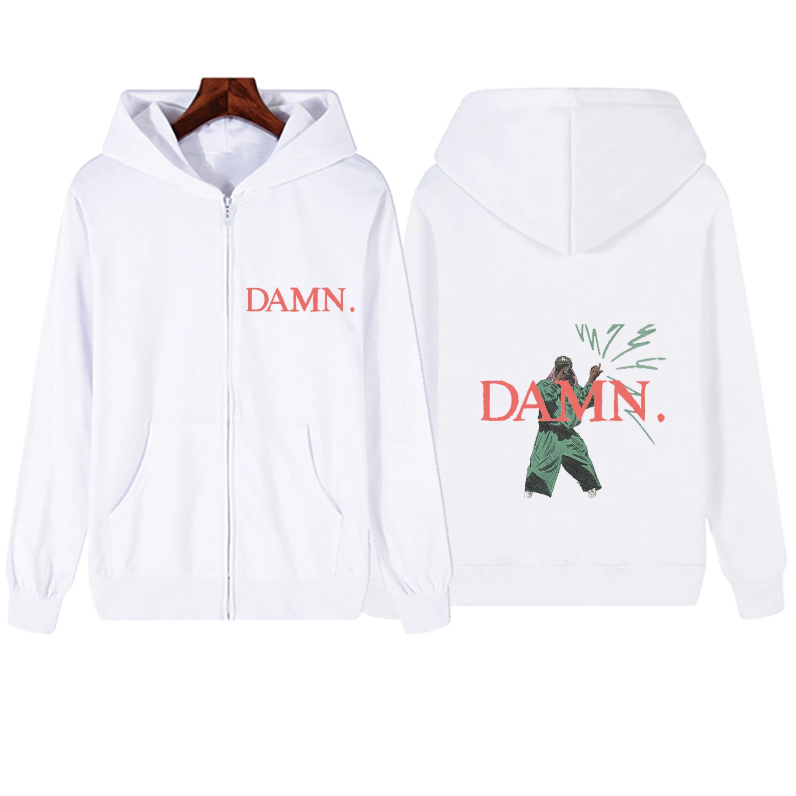 Kendrick Lamar Damn 2024 Zipper Hoodie Harajuku Pullover Tops Streetwear Music Fans Gift V-Neck Sweatshirts