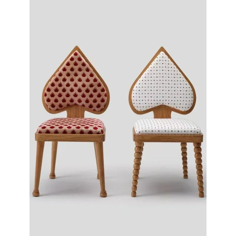 Solid wood dining table and chairs Cream Wind Homestay Love Fabric Creative Leisure Book Chair